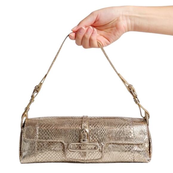 Jimmy Choo Metallic Gold
Snakeskin Leather Tulita Pochette
Bag - Picture 1 of 15